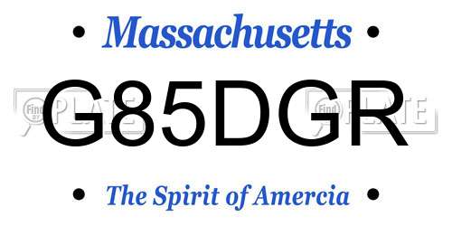 G85DGR Massachusetts License Plate