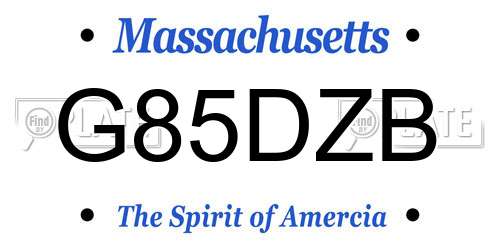 G85DZB Massachusetts License Plate