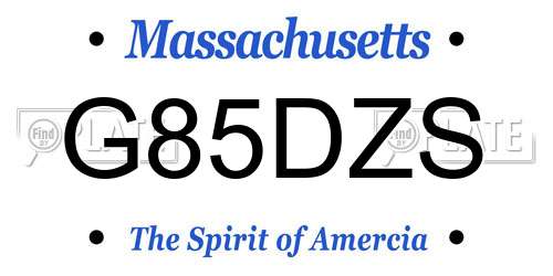 G85DZS Massachusetts License Plate