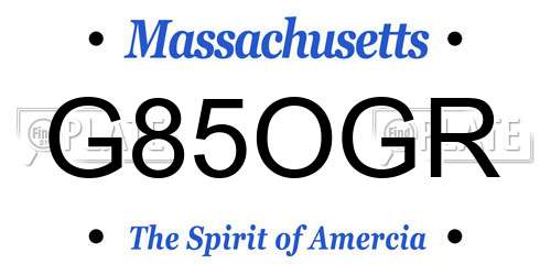 G85OGR Massachusetts License Plate