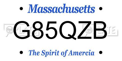 G85QZB Massachusetts License Plate