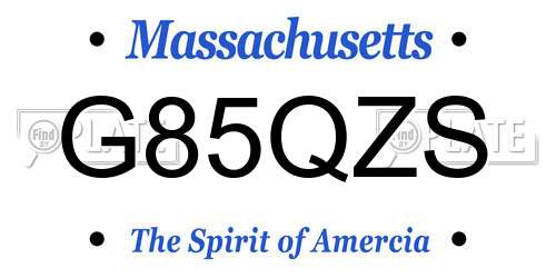 G85QZS Massachusetts License Plate