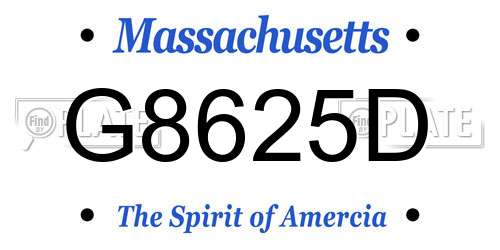G8625D Massachusetts License Plate