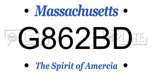 G862BD Massachusetts License Plate