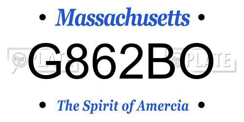 G862BO Massachusetts License Plate