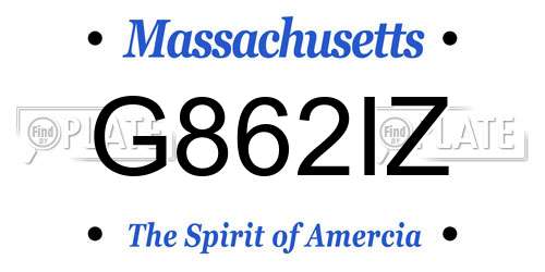G862IZ Massachusetts License Plate