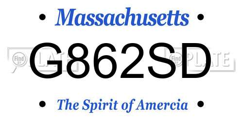G862SD Massachusetts License Plate