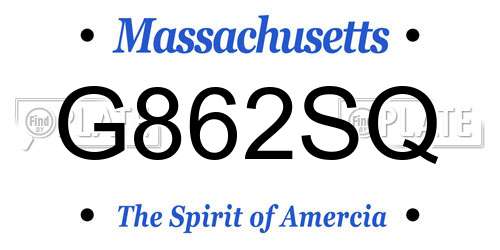G862SQ Massachusetts License Plate