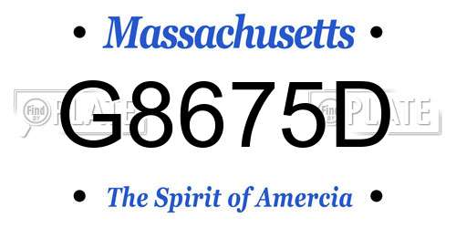 G8675D Massachusetts License Plate