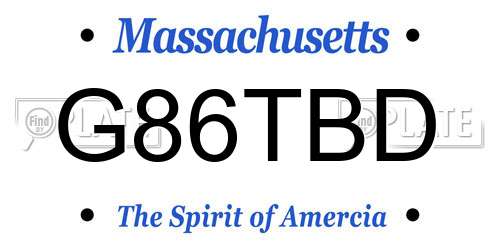 G86TBD Massachusetts License Plate