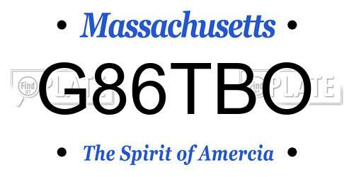 G86TBO Massachusetts License Plate