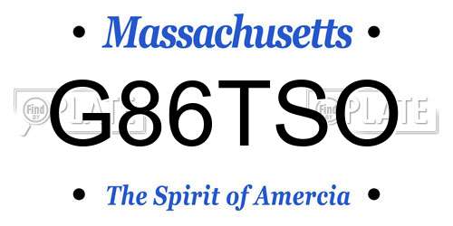 G86TSO Massachusetts License Plate