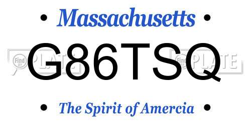 G86TSQ Massachusetts License Plate