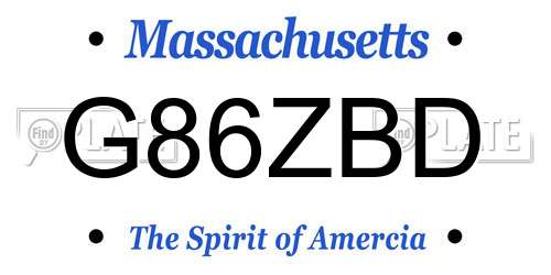 G86ZBD Massachusetts License Plate