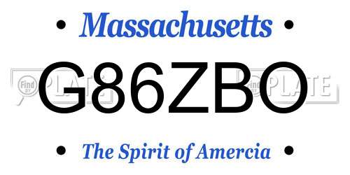 G86ZBO Massachusetts License Plate