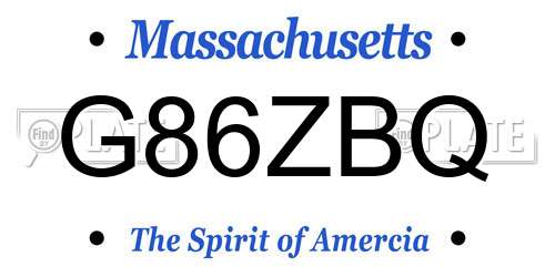 G86ZBQ Massachusetts License Plate
