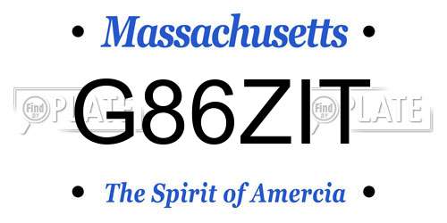 G86ZIT Massachusetts License Plate