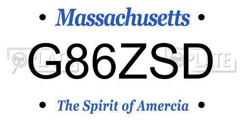 G86ZSD Massachusetts License Plate