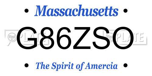 G86ZSO Massachusetts License Plate