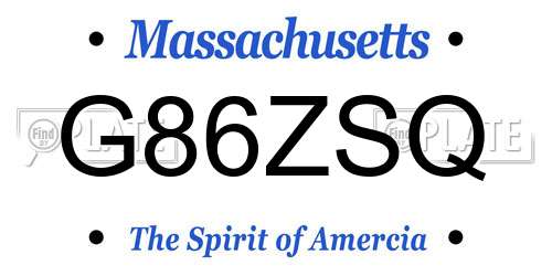 G86ZSQ Massachusetts License Plate