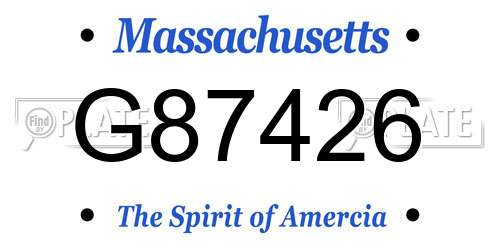 G87426 Massachusetts License Plate