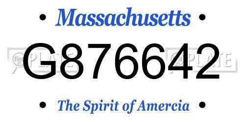 G876642 Massachusetts License Plate