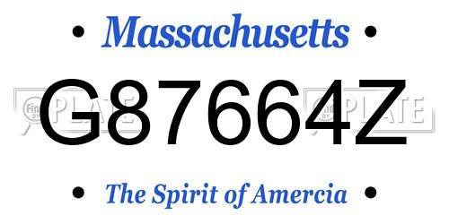 G87664Z Massachusetts License Plate