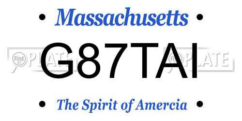 G87TAI Massachusetts License Plate