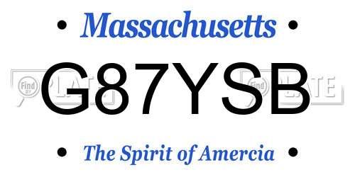 G87YSB Massachusetts License Plate