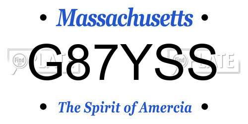 G87YSS Massachusetts License Plate