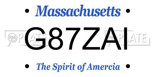 G87ZAI Massachusetts License Plate