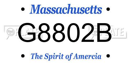 G8802B Massachusetts License Plate