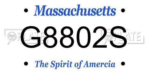 G8802S Massachusetts License Plate