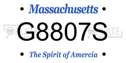 G8807S Massachusetts License Plate