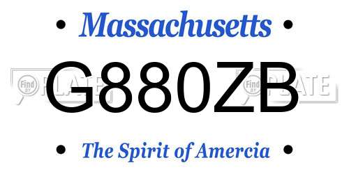 G880ZB Massachusetts License Plate