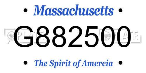 G882500 Massachusetts License Plate