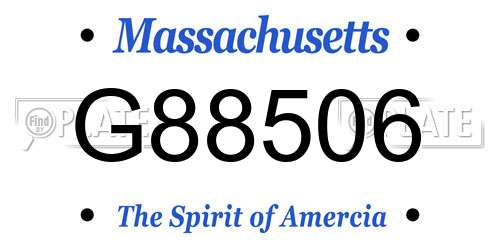 G88506 Massachusetts License Plate