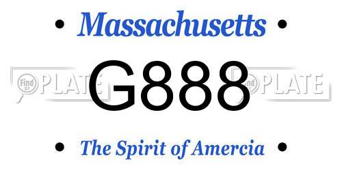 G888 Massachusetts License Plate