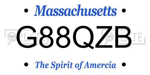 G88QZB Massachusetts License Plate