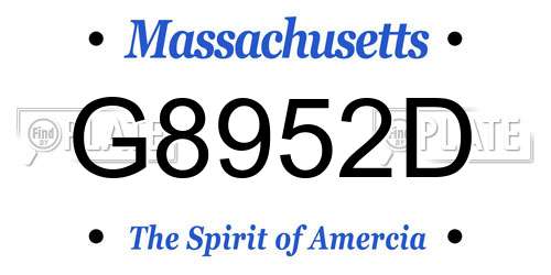 G8952D Massachusetts License Plate