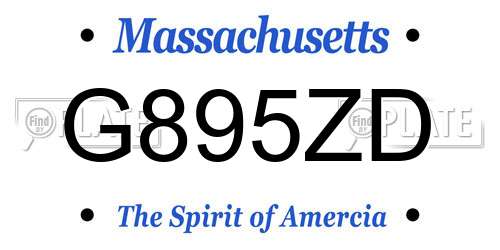 G895ZD Massachusetts License Plate