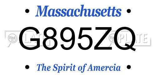 G895ZQ Massachusetts License Plate