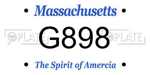 G898 Massachusetts License Plate