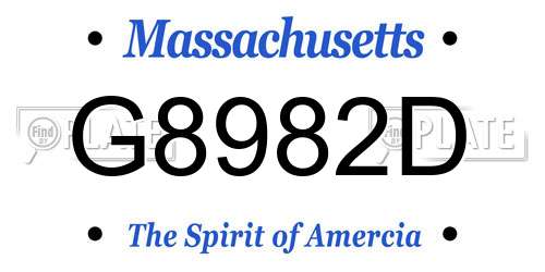 G8982D Massachusetts License Plate