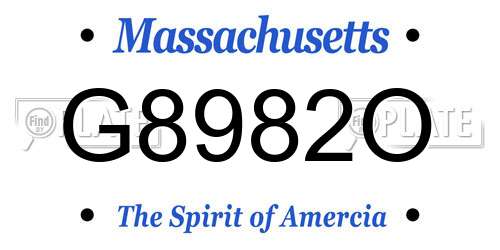 G8982O Massachusetts License Plate