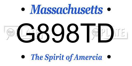 G898TD Massachusetts License Plate