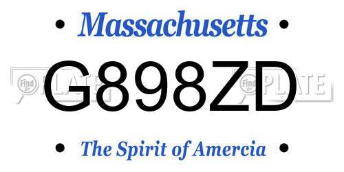 G898ZD Massachusetts License Plate