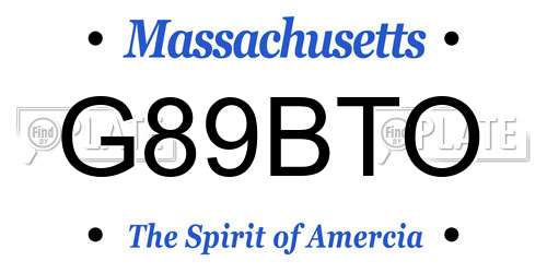 G89BTO Massachusetts License Plate