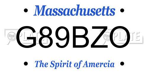 G89BZO Massachusetts License Plate