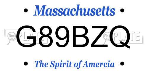 G89BZQ Massachusetts License Plate